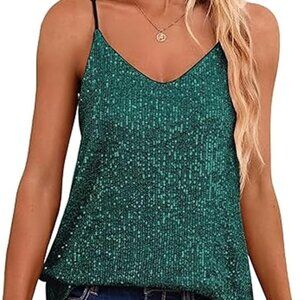 New Sequin Sparkly Party Racerback Tank Top
